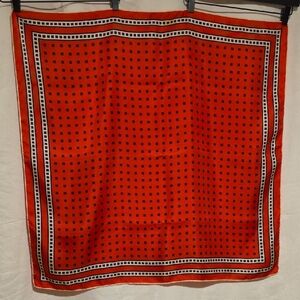 Yuki Fujii Red and Navy Printed Silk Scarf